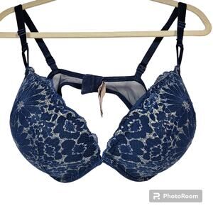 Victoria's Secret Underwire Navy Blue Lace Push-Up / Push-Up Bra 38DD